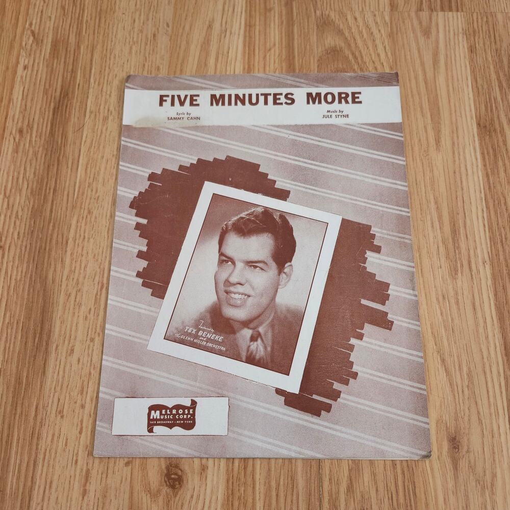 Vintage 1946 Five Minutes More Sheet Music Tex Beneke Glenn Miller Orchestra